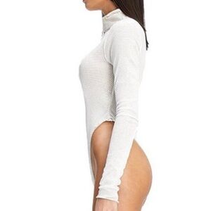 I.AM.GIA Kenzie bodysuit white mesh turtle neck